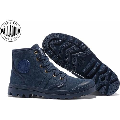 PALLADIUM Pampa Hi 52352 Cowboy blue Sneakers Comfortable High Quality Ankle Boots Lace Up Canvas Men Casual Shoes Size 39-45