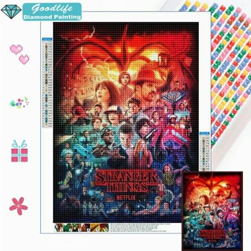Classic Movie Stranger Things Diamond Art Painting Full Drill Square/Round Cross Stitch Kits Mosaic Embroidery 5D DIY Home Decor