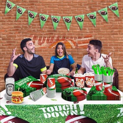 114 Piece Football Soccer Party Supplies Set, Serves 16 Guest , Perfect for Super Bowl and Soccer Football Theme Parties