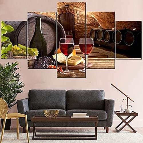5 Pieces Wall Art Canvas Painting Wine Dining Kitchen Fruit Poster Modern Home Dmod Mulard Framework Pictures Decoration