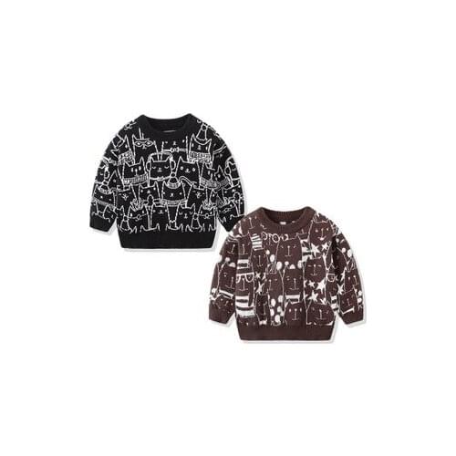 New Baby Boys Knit Sweater Cartoon Fashion Knitted Clothes for Boys Childrens Clothing Autumn Winter Baby Loose Sweaters 2-7Y