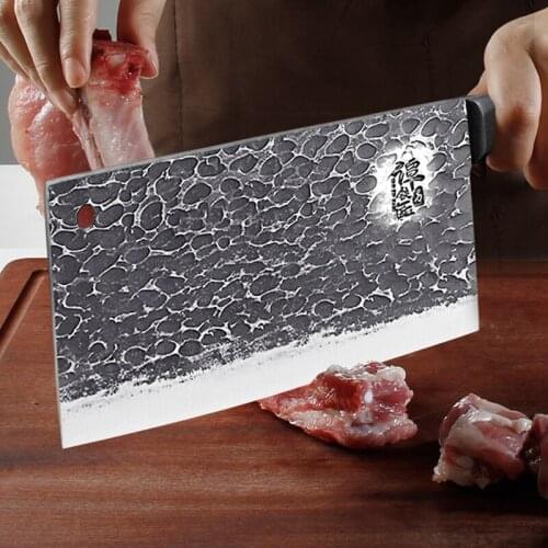 Hand forged slicing knife kitchen knife sharp chopping knife meat cleaver chef special knife Tang Knife 5CR15MOV steel