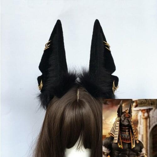 Halloween Ears Cosplay Hairhoop New Handmade Original Beast Anubis Wolf Dog Ears Black Hairband Headwear Cosplay Accessories