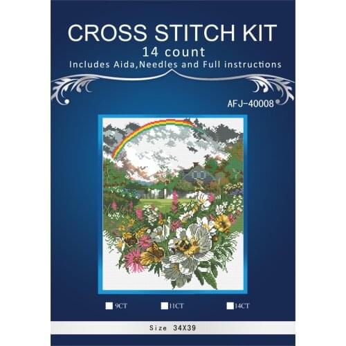Oneroom Beautiful grassland scenery Embroidery Needlework Crafts 14CT Unprinted DMC DIY Quality Cross Stitch Kits Handmade 2