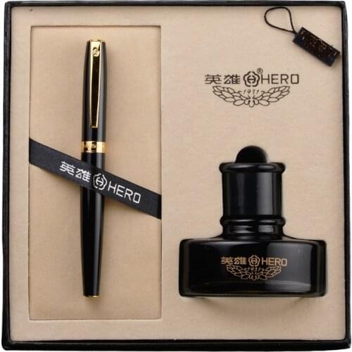 Hero Fountain Pen Ink Bottle Gift Set Luxury Business Gift Stationery F Nib 0.5mm Ink Pens for Men Women School Office Supplies