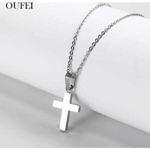 OUFEI Cross Necklace Stainless Steel Fashion Jewelry Accessories Pendant Necklace Mass Effect Gifts For Men Pendants Friendship
