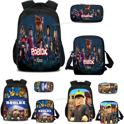 Roblox School Bags 3pcs Set Student Backpack Anime Hot Game Rucksack Kid Cartoon Printed Bookbag Knapsack Shoulder Pencil Bag