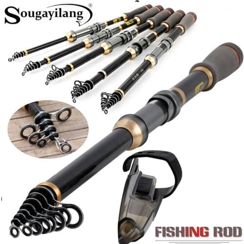 Sougayilang Fishing Rod 1.8M-3.0M Telescopic Carbon Fiber Super Hard Spinning Pole Salt Water/FreshWater Carp Sea Fishing Tackle