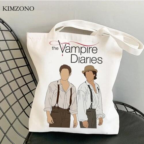 The Vampire Diaries shopping bag grocery shopper jute bag recycle bag cotton shopper bag bolsa compra woven sac tissu