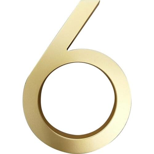 15cm House Number Sign #0-9 Huisnummer Outdoor Brass 6 inch Aluminum Modern Font Door Numbers Plate Home Address Signage