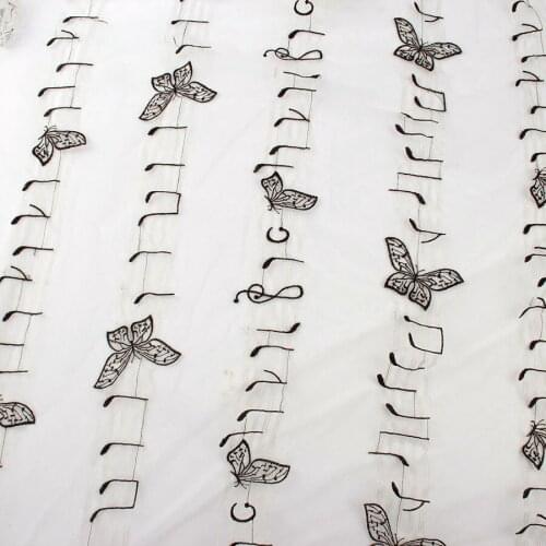 Net lace embroidered butterfly music note tulle gauze fabric for dress making 145cm by yard
