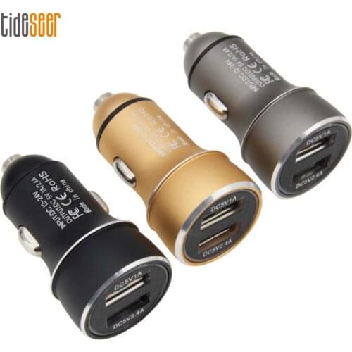 Universal 2-Port USB Car Charger Dual Usb 2.4A Mobile Phone Tablet GPS Mini Fast Charging Car-Charger Adapter Accessories 300pcs