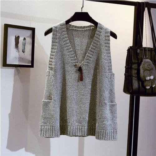 Urifens V-neck Loose A-line Sweater Vest Women Sleeveless Ruched Solid Color Fashion Casual Pullover Sweater Vest Female P31