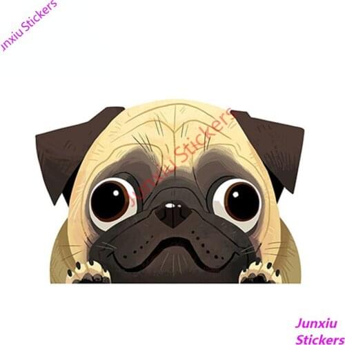 Funny Pug Waterproof Car Sticker Pet Dog Animal Decal for Window Trunk Bumper Laptop Scratch-Proof Exterior Decal PVC13x9cm