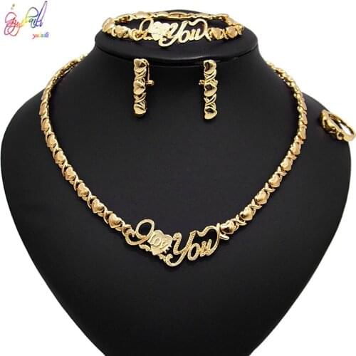 Yulaili Latest 18 Gold-plated teddy bear X heart Necklace Earrings Fashion Jewelry Sets for Women Fine Jewellery Wholesale