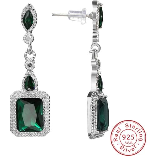 Wholesale Luxury 925 Silver Women Earrings Flash CZ Zircon Ear Studs 3 Colors Stone Earrings Women Wedding Brincos