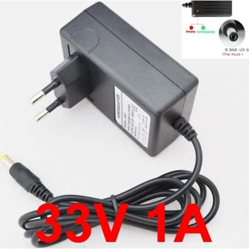 1PCS 33V 1A AC 100V-240V Converter Adapter DC 33V 1A 1000mA Power Supply charger EU Plug 5.5mm x 2.1mm-2.5mm