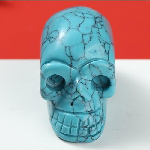 1piece 5cm Skeleton Stone Ornament Carving Crafts Healing Gemstone Skull Shaped Stone Home Decoration Color Random