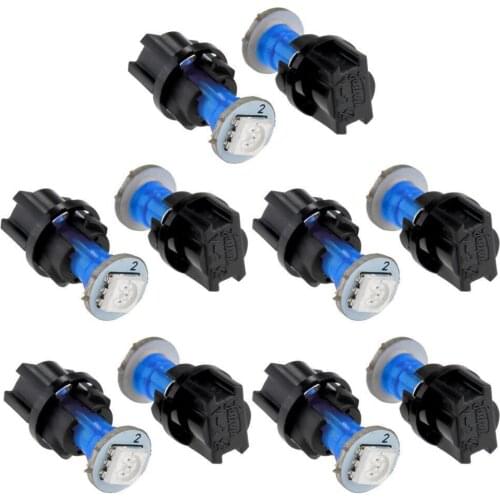 10PCS PC74 T5 LED Twist Socket Blue Instrument Panel Cluster Plug Dash Light Bulb Decorative Lamp Interior Parts Car Supplies