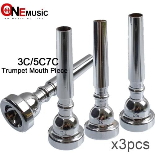 3Pcs High Quality Silver Professional Trumpet 3C 5C 7C Mouth Piece Mouthpiece Gold