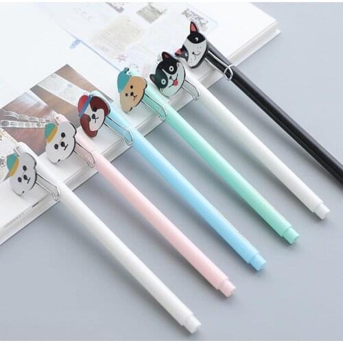 6pcs Cute DIY Dog Gel Pen Cartoon Dogs Black Ink Pens 0.5mm Ballpoint Signature Funny Writing Stationery Office School H6367