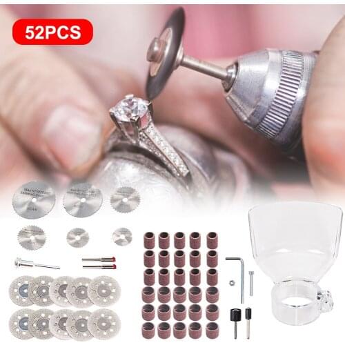 52pc Diamond Cutting Discs Sanding Grinding Wheel Circular Saw Blade Woodworking Metal Dremel Mini Drill Rotary Tool Accessories