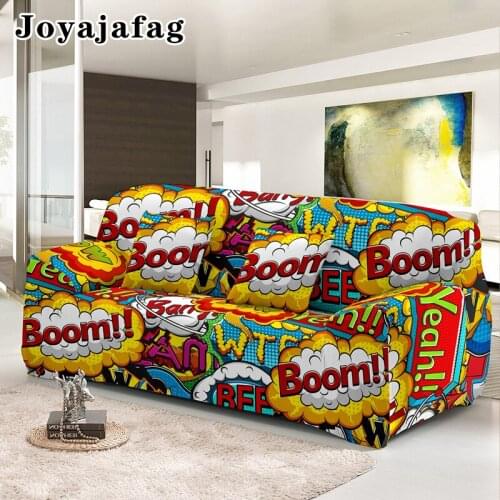 Pop Abstract Comic Sofa Cover For Living Room 1/2/3/4 Seat Cartoon Stretch Couch Covers Washable Dust-proof Elastic Slipcover