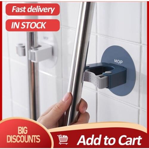 Storage Holders Kitchen Bathroom Storage Rack Mop Clip Broom Fixed Rack Free Punch Durable Organization
