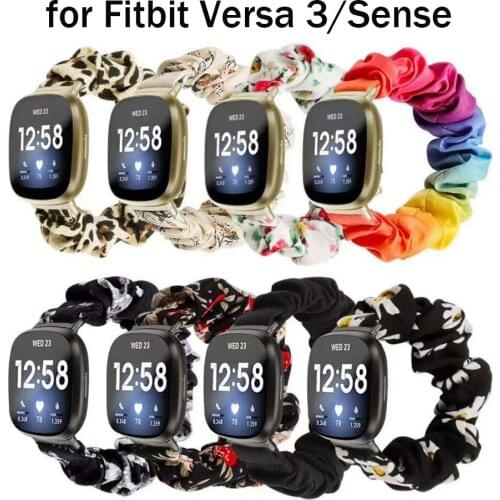 Elastic Fabric Band for Fitbit Versa 3 Women Girls Woven Strap Scrunchies Watch Band for Fitbit Versa 3 / For fibit sense correa