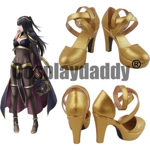 Fire Emblem Heroes Warriors Plegia Dark Mage Tharja Sallya Game Cosplay Golden Strap Pumps Shoes S008