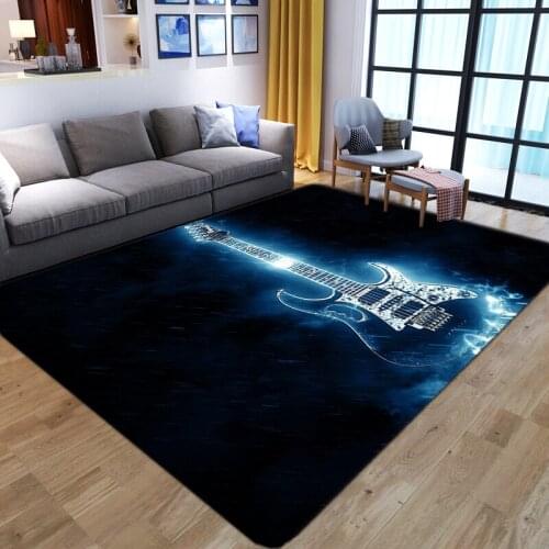 Dream blue Guitar pattern carpet child Bedroom bedside sofa non-slip area rug soft Flannel door mat Living Room Parlor floor Mat