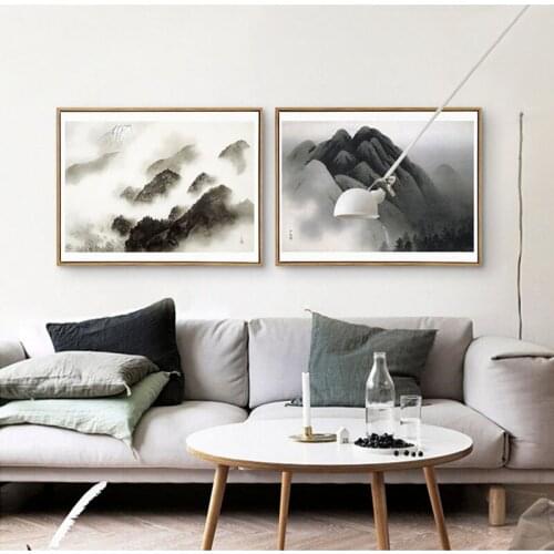 HAOCHU New Chinese Style Decoration Painting Modern Living Room Enchanting Bedroom Abstract Landscape Mural Wall Art Home Decor