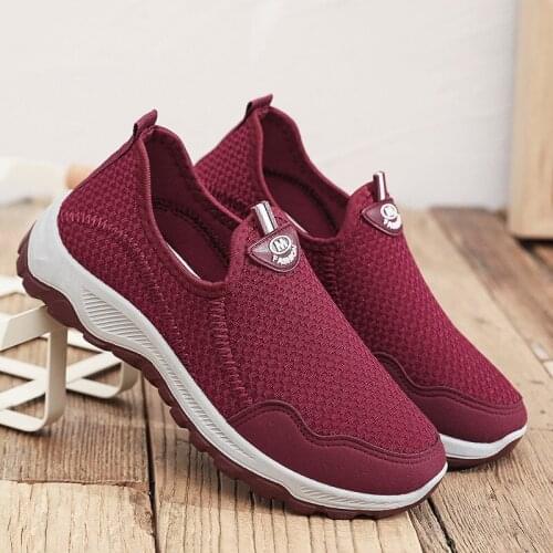 Womens Casual Vulcanized Shoes Woman Mesh Sneakers Women Knitted Flat Ladies Slip Female Footwear Size 36-40 Feminino Zapatos