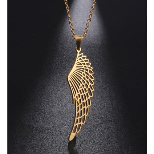 Angel Wing Pendant Necklaces Wings of Liberty Gold Plated Stainless Steel Necklace Choker Statement Charms Goth Jewelry Gifts
