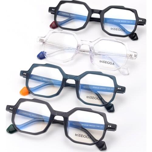Trisegga irregular 2021 Top Quality Acetate Frame Retro Eyewear Frame Vintage Round Brand Design Eyeglasses Oculos De Grau