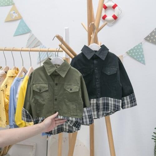 2020 Autumn Boys Fashion Jackets Child Korean Style Plaid Patchwork Coat Casual Long Sleeve Baby Jacket For Boy Kids Clothing