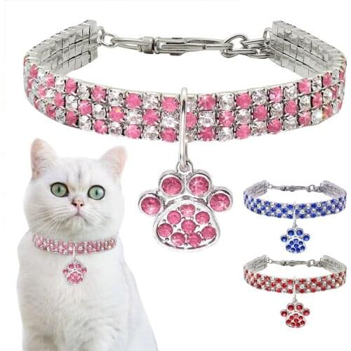 Dog Collar Adjustable Plastic Collar for Small Dogs Cat Collar Pet Crystal Diamond Elasticity Necklace Chihuahua Cat Accessories