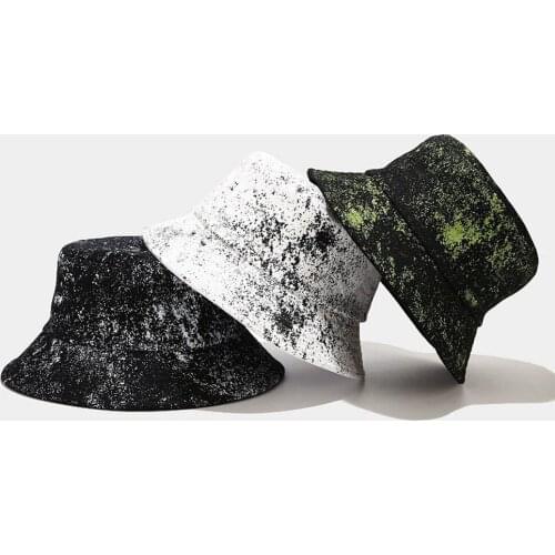 Fashion Summer Harajuku Panama Bucket Hat Gypsophila Tie-dye Print Fisherman Hat Collapsible Bucket Hat For Men Women