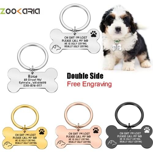 Personalized Pet Id Tags Anti-lost Engraved Pet ID Dog Tags Double-Sided Dog Collar Accessories Cat Collars Dog Customized Tags