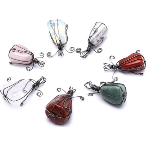 Natural Crystal Stone Irregular Pendant Hand-wound Creative Jewelry Pendant Used in Jewelry Making DIY Necklace Accessories