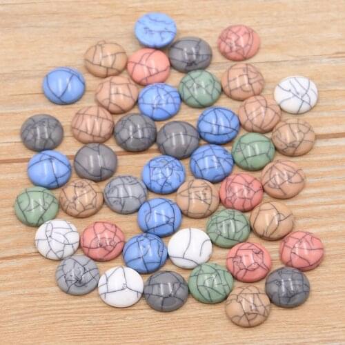 PULCHRITUDE 40pcs 12mm 2020 New 6 Colors Crack Natural Ore Style Flat Back Resin Cabochons For Bracelet Earrings Accessories