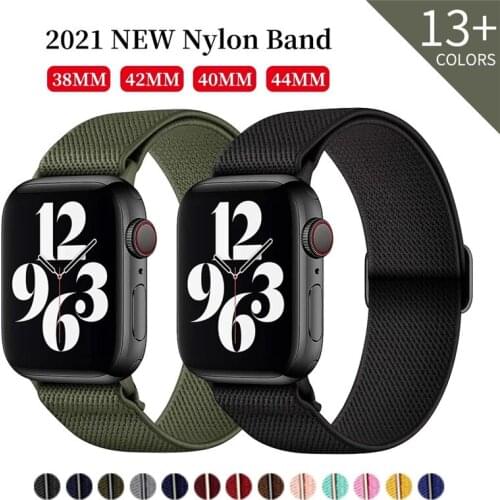 New Sport Solo Loop Band for Apple Watch Series 6 Se 5 4 3 Fabric Nylon Bracelet for IWatch 44mm 40mm 38mm 42mm Free Adjustment