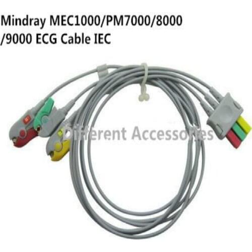Compatible For Mindray MEC1000,PM7000/8000/9000 ECG 3 Leadwires Clip end ECG Trunk Cable Medical Wire Cables IEC