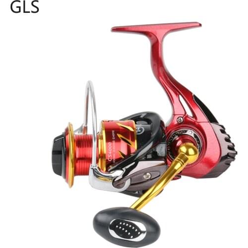 GLS Brand 1000 2000 3000 4000 5000 6000 7000 Red + Gold 3+1BB Spinning Fishing Wheel Professional Metal Spool Fishing Tackle