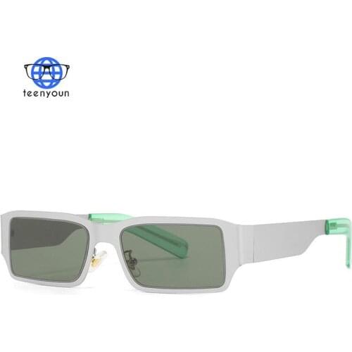 TEENYOUN Personality Rectangle Sunglasses Men Women Fashion UV400 Square Metal frame Sun Glasses 2021 Eyeglasses