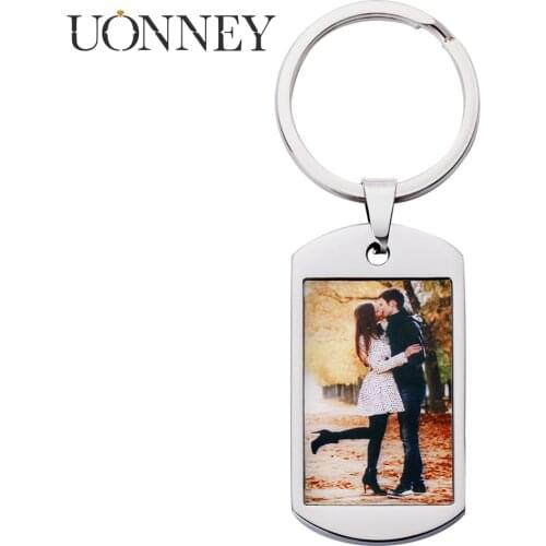 Uonney Dropship Custom Keychain Photo Pendant Dog Name Number Engraving Women Gift Personalized Jewellry 2021 Fashion Accessory