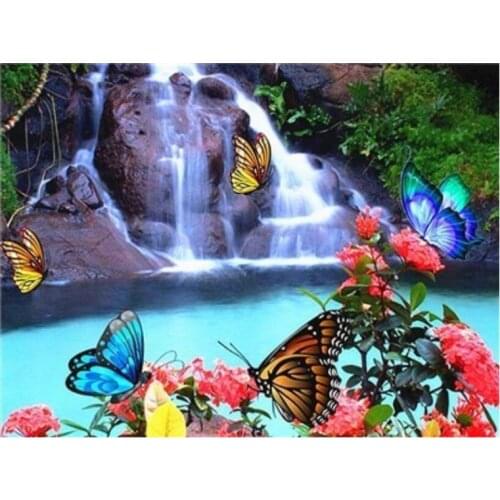 Waterfall diamond painting mountain rhinestone embroidery butter mosaic stickers decor diamond dot tapestry posters wall papers