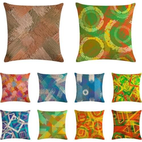 High Quality watercolor Cushion Cover Yellow Series Home Decor Cotton Linen Pillow Cover Car Sofa Throw Pillows Pillowcase ZY932