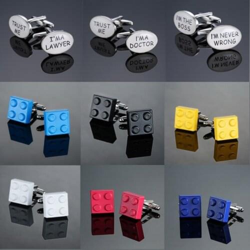 XK965 Free delivery, high quality mens shirts fashion brands jewelry cufflinks 8 color building blocks cuff links