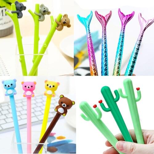 1Pcs Cute Gel Pens Cactus Koala Black Cat Kawaii Stationery Funny School Office Supply Anime Rollerball Writing Ink Pen Material